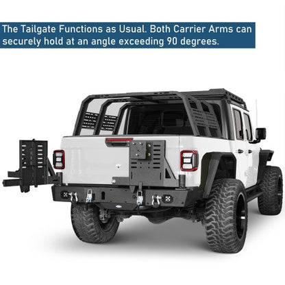 Off Road Rear Bumper w/ Dual Swing Arms & Tire Carrier For 2020-2026 Jeep Gladiator JT Models- Ultralisk4x4