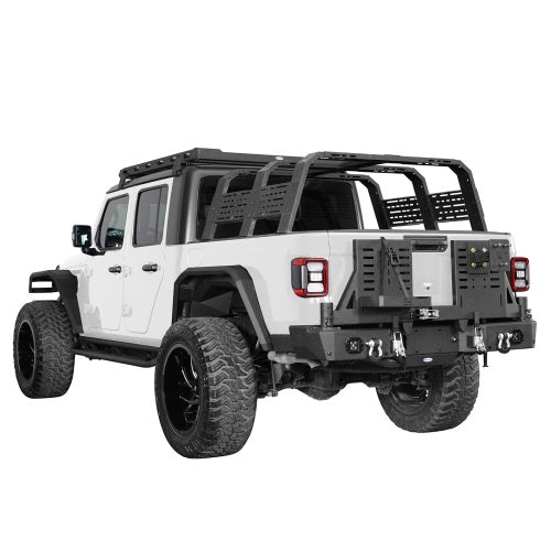 Off Road Rear Bumper w/ Dual Swing Arms & Tire Carrier For 2020-2026 Jeep Gladiator JT Models- Ultralisk4x4