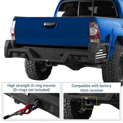 ExplorerX Rear Bumper w/ Bedside Slider Steps & LED Spotlights for 05-15 Toyota Tacoma - Ultralisk4x4