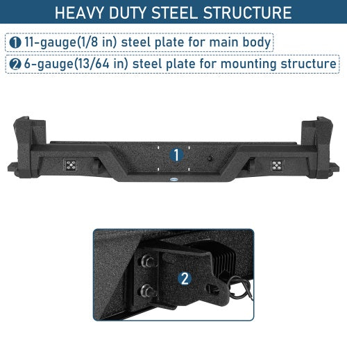 ExplorerX Rear Bumper w/ Bedside Slider Steps & LED Spotlights for 05-15 Toyota Tacoma - Ultralisk4x4