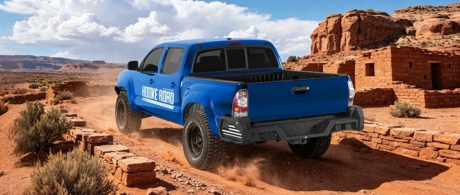 ExplorerX Rear Bumper w/ Bedside Slider Steps & LED Spotlights for 05-15 Toyota Tacoma - Ultralisk4x4