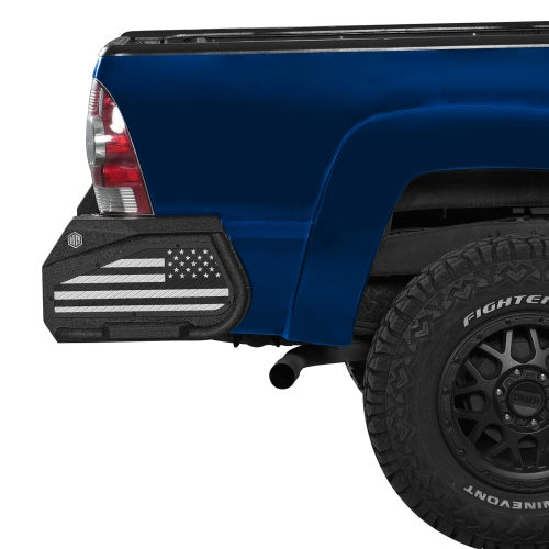 ExplorerX Rear Bumper w/ Bedside Slider Steps & LED Spotlights for 05-15 Toyota Tacoma - Ultralisk4x4