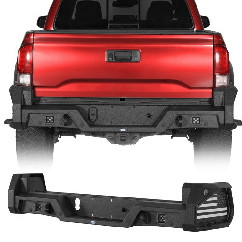 Ultralisk ExplorerX Rear Bumper w/ Bedside Slider Steps & LED Spotlights For 16-23 Toyota Tacoma Models