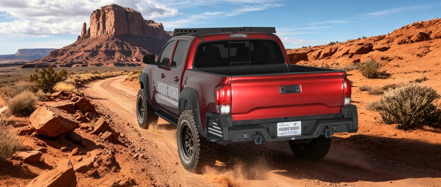 Ultralisk ExplorerX Rear Bumper w/ Bedside Slider Steps & LED Spotlights For 16-23 Toyota Tacoma Models