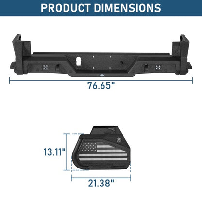 Ultralisk ExplorerX Rear Bumper w/ Bedside Slider Steps & LED Spotlights For 16-23 Toyota Tacoma Models
