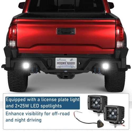Ultralisk ExplorerX Rear Bumper w/ Bedside Slider Steps & LED Spotlights For 16-23 Toyota Tacoma Models