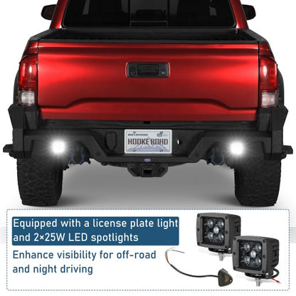 Ultralisk ExplorerX Rear Bumper w/ Bedside Slider Steps & LED Spotlights For 16-23 Toyota Tacoma Models