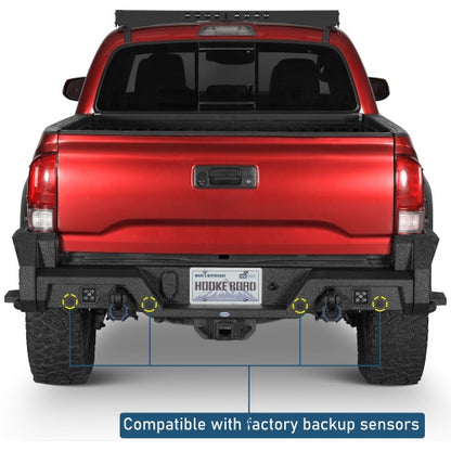 Ultralisk ExplorerX Rear Bumper w/ Bedside Slider Steps & LED Spotlights For 16-23 Toyota Tacoma Models