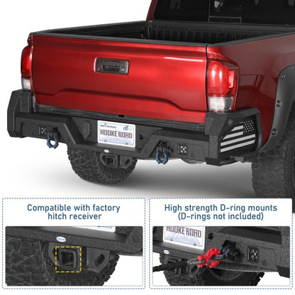 Ultralisk ExplorerX Rear Bumper w/ Bedside Slider Steps & LED Spotlights For 16-23 Toyota Tacoma Models