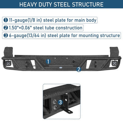 Heavy-Duty Tubular Back Rear Bumper For 2016-2023 Toyota Tacoma - Ultralisk4x4