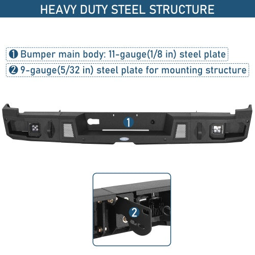 Guardian Ⅰ Rear Bumper with Honeycomb Steel Plate For 2014-2021 Toyota Tundra - Ultralisk4x4