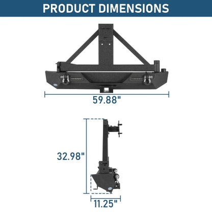 Explorer Rear Bumper w/Tire Carrier For 1987-2006 Jeep Wrangler YJ TJ - Ultralisk 4x4