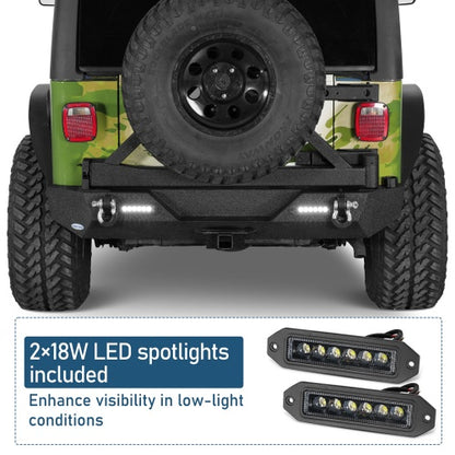 Explorer Rear Bumper w/Tire Carrier For 1987-2006 Jeep Wrangler YJ TJ - Ultralisk 4x4