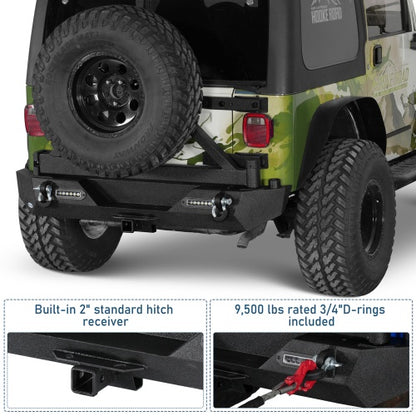 Explorer Rear Bumper w/Tire Carrier For 1987-2006 Jeep Wrangler YJ TJ - Ultralisk 4x4