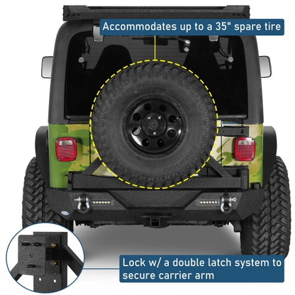 Explorer Rear Bumper w/Tire Carrier For 1987-2006 Jeep Wrangler YJ TJ - Ultralisk 4x4
