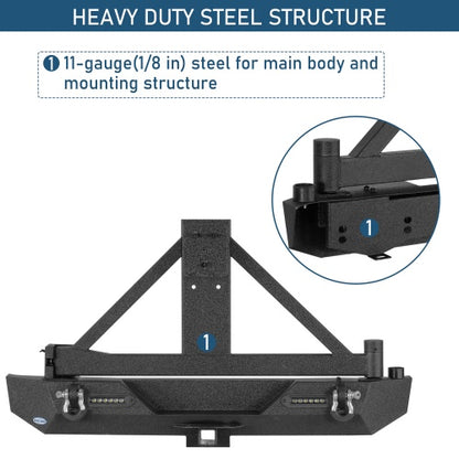 Explorer Rear Bumper w/Tire Carrier For 1987-2006 Jeep Wrangler YJ TJ - Ultralisk 4x4
