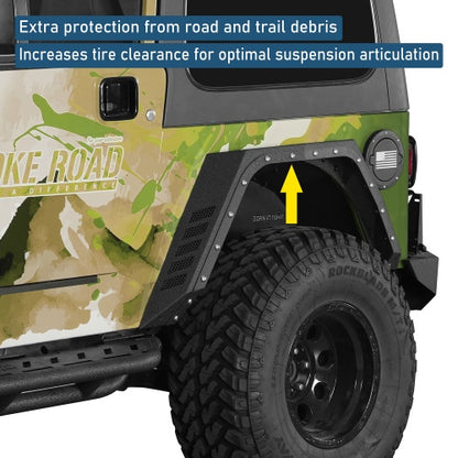 Armour Rear Fender Flares & Rear Inner Fender Liners Kit (97-06 Jeep Wrangler TJ) - Ultralisk4x4