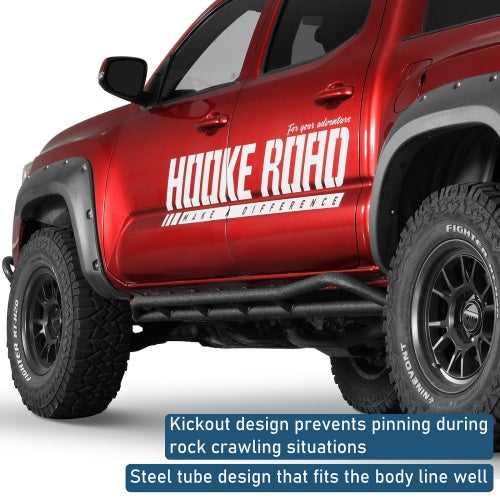 Tube Slider Rocker Guards w/ Kick-Out For 2005-2023 Toyota Tacoma Double Cab(Excluding TRD Off-Road, TRD Sport) - Ultralisk4x4