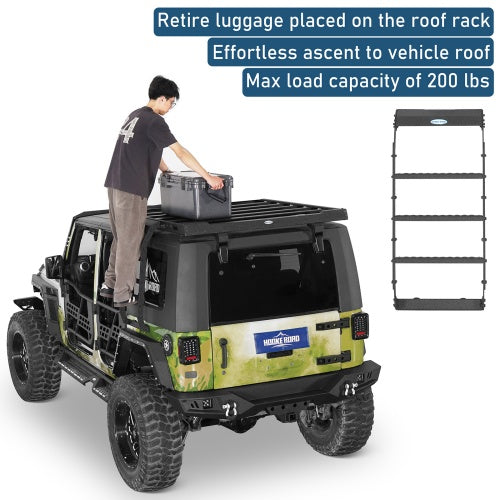 Rear Window Ladder For Jeep Wrangler 2007-2018 JK & 2018-2026 JL Hardtop - Ultralisk4x4
