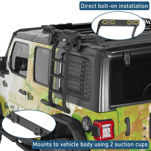 Rear Window Ladder For Jeep Wrangler 2007-2018 JK & 2018-2026 JL Hardtop - Ultralisk4x4