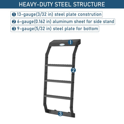 Rear Window Ladder For Jeep Wrangler 2007-2018 JK & 2018-2026 JL Hardtop - Ultralisk4x4