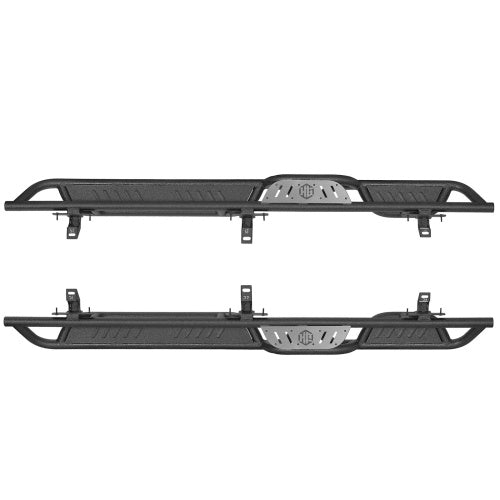 Two‑Stair Nerf Side Steps w/ Grey Stainless Plates for 18‑26 Jeep Wrangler JL 4‑Door - Ultralisk4x4
