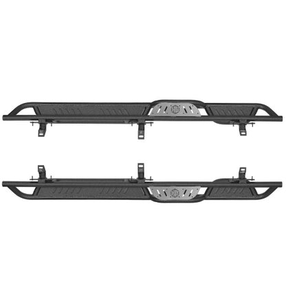 Two‑Stair Nerf Side Steps w/ Grey Stainless Plates for 18‑26 Jeep Wrangler JL 4‑Door - Ultralisk4x4