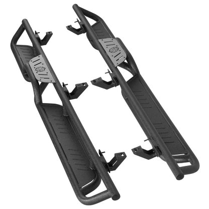 Two‑Stair Nerf Side Steps w/ Grey Stainless Plates for 18‑26 Jeep Wrangler JL 4‑Door - Ultralisk4x4