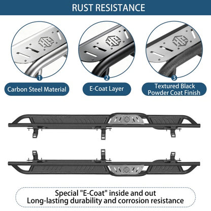 Two‑Stair Nerf Side Steps w/ Grey Stainless Plates for 18‑26 Jeep Wrangler JL 4‑Door - Ultralisk4x4