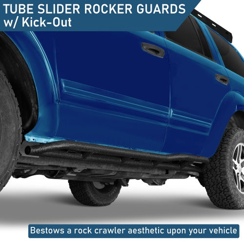Tube Slider Rocker Guards w/ Kick-Out For 2004-2009 Dodge Durango & 2007-2009 Chrysler Aspen - Ultralisk4x4