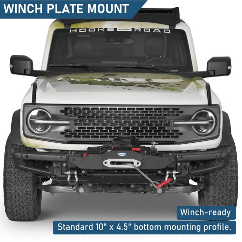 Winch Plate Mount For 21-26 Ford Bronco w/ Steel Modular Bumper(Excluding Bronco Sport & Raptor, Everglades, Black Diamond) - Ultralisk4x4
