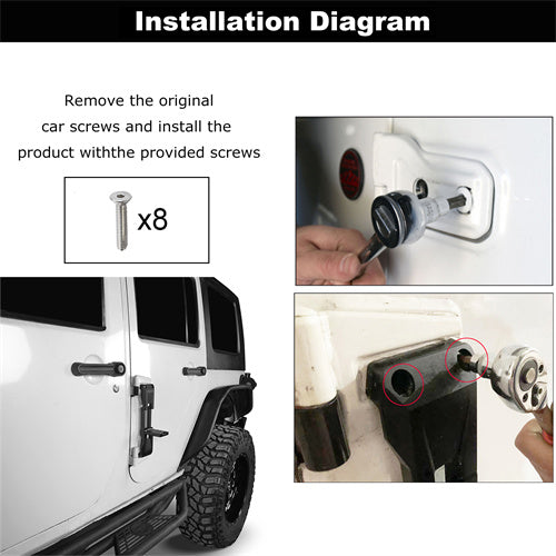 Aluminum Door Hinge Steps Pack of 2 For 2007-2024 Jeep Wrangler JK & JL - Ultralisk4x4