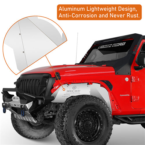 Aluminum Front Inner Fender Liners For 2018-2024 Jeep Wrangler JL  & Gladiator JT- Ultralisk4x4 - u3071s - 7