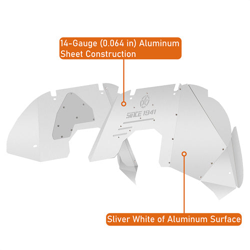 Aluminum Front Inner Fender Liners For 2018-2024 Jeep Wrangler JL  & Gladiator JT- Ultralisk4x4 - u3071s - 8