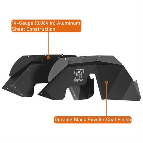 Aluminum Front Inner Fender Liners For 2007-2018 Jeep Wrangler JK - Ultralisk4x4-u2115s-8