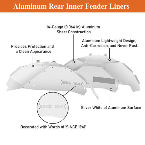 Aluminum Rear Inner Fender Liners For 2007-2018 Jeep Wrangler JK - Ultralisk4x4 - u2112s - 5