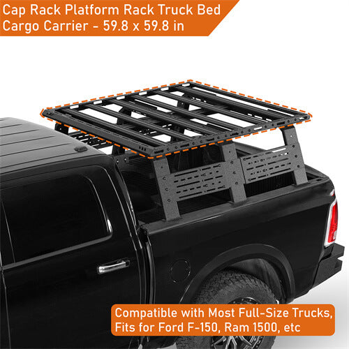 Cap Rack Platform Rack Truck Bed Cargo Carrier For Full-Size Trucks Ford F-150 | Ram 1500 | Chevy Silverado 1500| GMC Sierra 1500 | Toyota Tundra - Ultralisk4x4