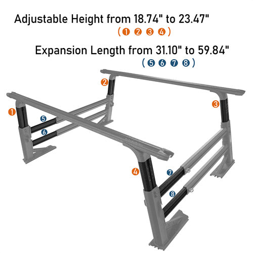 Adjustable Truck Bed Rack Aluminum Cargo Rack (Toyota & Nissan Trucks) - ultralisk4x4