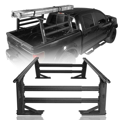 Adjustable Height Truck Bed Rack Aluminum Ladder Rack Compatible with Most Commom Truck - ultralisk4x4