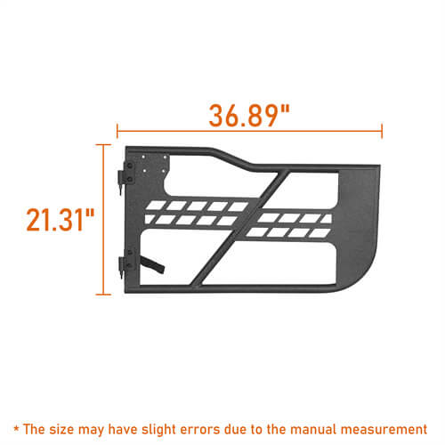 Black Steel Tubular Half Doors w/Side View Mirrors for 2018-2023 Jeep Wrangler JL 2-Door - Ultralisk 4x4 ul3046s 14