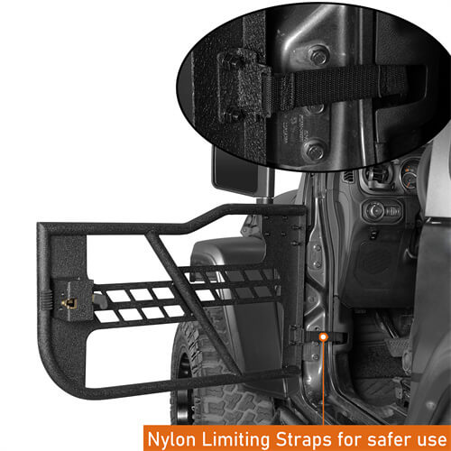 Black Steel Tubular Half Doors w/Side View Mirrors for 2018-2023 Jeep Wrangler JL 2-Door - Ultralisk 4x4 ul3046s 17