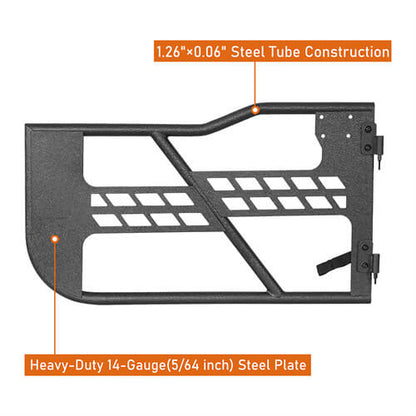 Black Steel Tubular Half Doors w/Side View Mirrors for 2018-2023 Jeep Wrangler JL 2-Door - Ultralisk 4x4 ul3046s 20