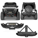 Jeep JK Front Bumper & Rear Bumper w/Tire Carrier Combo Kit for 2007-2018 Jeep Wrangler JK JKU - Ultralisk 4x4 ULB.2031+2029 1