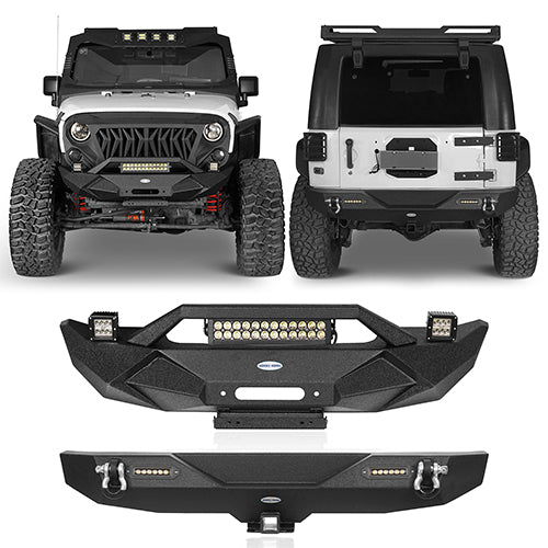 Blade Front Bumper & Different Trail Rear Bumper Combo Kit for 2007-2018 Jeep Wrangler JK JKU - Ultralisk 4x4 ULB.2031+2030 1