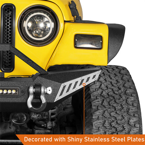 Blade Master Stubby Front Bumper w/Winch Plate & LED Accent Lights For 1987-2006 Jeep Wrangler TJ YJ - Ultralisk 4x4
