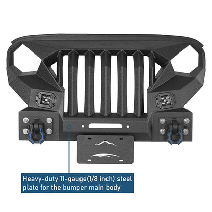 Mad Max Grill+Bumper w/ Winch Plate & LED Spotlights For 2007-2018 Jeep Wrangler JK - Ultralisk 4x4