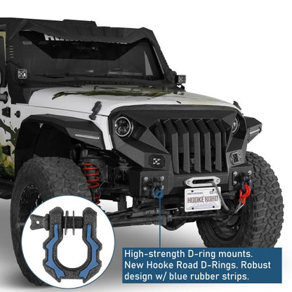 Mad Max Grill+Bumper w/ Winch Plate & LED Spotlights For 2007-2018 Jeep Wrangler JK - Ultralisk 4x4
