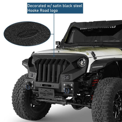 Mad Max Grill+Bumper w/ Winch Plate & LED Spotlights For 2007-2018 Jeep Wrangler JK - Ultralisk 4x4