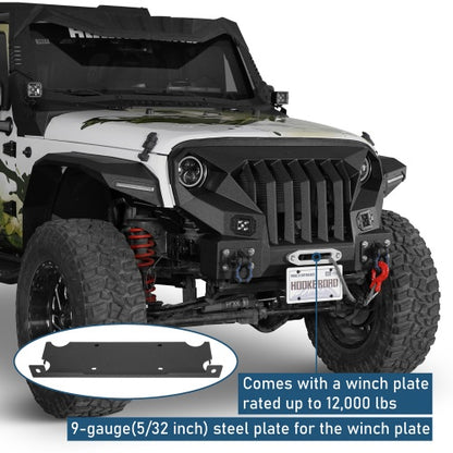 Mad Max Grill+Bumper w/ Winch Plate & LED Spotlights For 2007-2018 Jeep Wrangler JK - Ultralisk 4x4