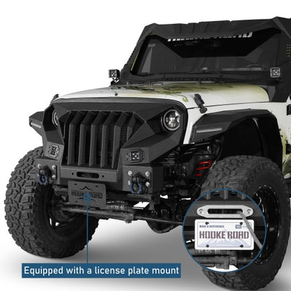 Mad Max Grill+Bumper w/ Winch Plate & LED Spotlights For 2007-2018 Jeep Wrangler JK - Ultralisk 4x4